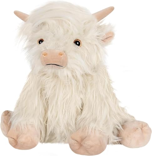 Image of SUZZIPAD White Highland Cow Stuffed Animal, Microwave Plushies for Girls, Cute Warmer Plush Toy for Stress Relief, Gifts for Kids, Unscented