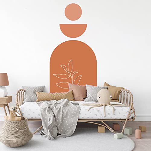 (21”X51”) Arch Wall Decal Decor Sticker, Boho Wall Decor Sticker, Boho Decal, Wall Decals For Living Room, Wall Mural Boho Decor, Removable Arch Wall Stickers, Peel And Stick(Orange) #TOP2