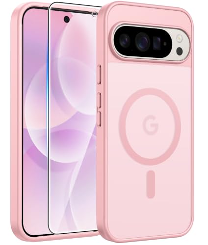 Image of FNTCASE for Google Pixel 10 Pro Case: for Pixel 10 Case [Fit for Magsafe] Translucent Matte Cases with [Screen Protector] Military Grade Shockproof Protective Magnetic Phone Cover (6.3inch - Pink)