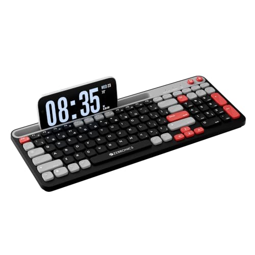Image of Zebronics Keypad X3 Wireless Keyboard, 102 Keys, 12 Multimedia Keys, 2.4GHz + BT, UV Coated Keycaps, Mobile & Tablet Holder, ₹ Rupee Key, Retractable Stand, USB Nano Receiver (Midnight Black)