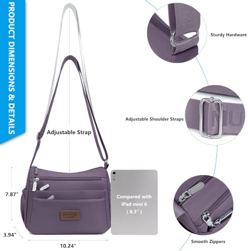 Purses for women Nylon Crossbody Bags Waterproof Handbags,Purple — view 3
