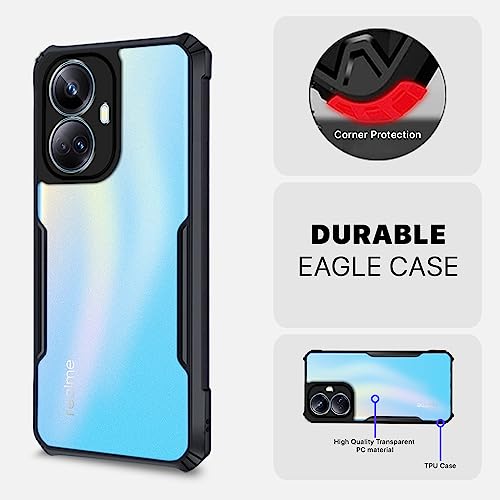 Image of Outlouders Back Cover for Realme 10 Pro Plus 5G | Ultra Hybrid Transparent | Full Camera Protection | Raised Edge | Crystal Clear Bumper Case(Black)