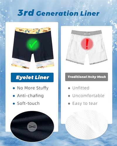 Image of SURF CUZ Mens Swim Trunks with Compression Liner Swim Shorts 7 inch Swimming Trunks Stretch 7 Inch Swim Suits Quick Dry