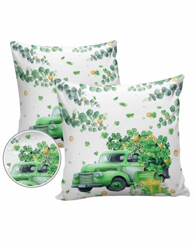 St. Patrick Day Outdoor Pillow Covers Waterproof,All Weather Cushion Case Set of 2 Decorative Pillowcases for Sofa Couch Bed Decor Patio Furniture 24