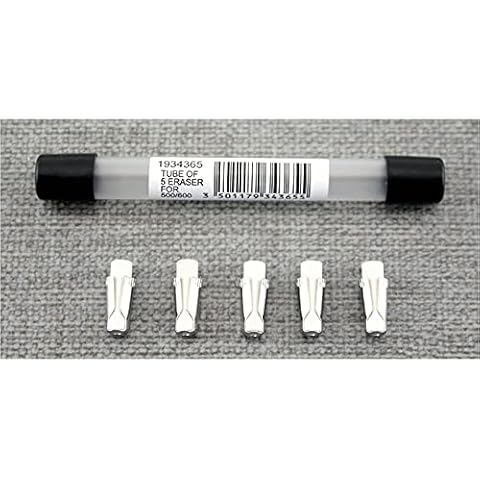 Rotring Pencil Replacement Eraser Refills for 500 & 600 Series Mechanical Pencils - Tube of 5 White Erasers Rubbers Cover