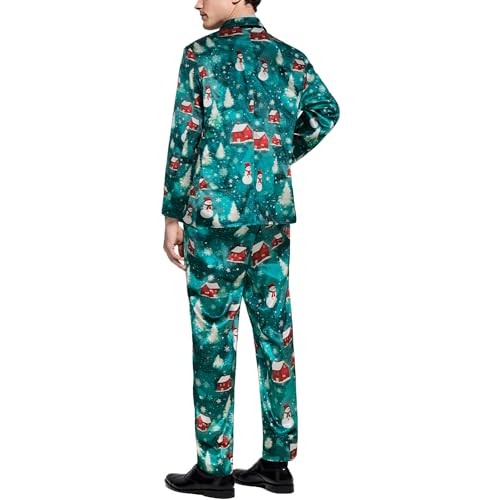 Men's Christmas Party Suit Casual Business Christmas Fun Ugly Printed Suit Set2