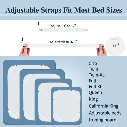 image for Bed Sheet Straps, Sopito Adjustable Elastic Fitted Sheet Corner Holder