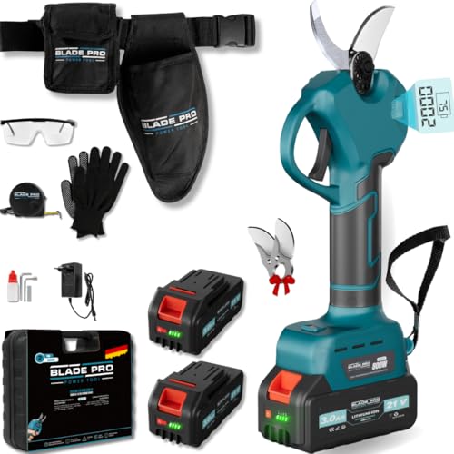 Akku Astschere, 40MM Elektrische Astschere mit 2 Akku 3000mAh, 800W Bürstenloser Motor Bypass...