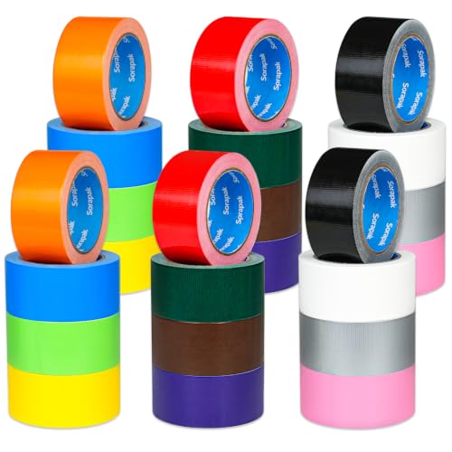 Image of Colored Duct Tape 24 Rolls, 2 in x 20 yd, Rainbow Tape for DIY Crafts