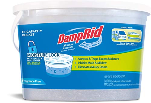 DampRid Moisture Absorber Hi-Capacity Bucket, 2 lb 15.5oz, Fragrance Free, For Fresher, Cleaner Air in Large Spaces, Lasts Up To 6 Months, No Electricity Required