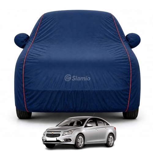 Image of Premium 100% Waterproof Car Cover for Chevrolet Cruze Model | All-Weather, UV & Dust Protection | Heavy-Duty 3-Layer Fabric | Custom Fit with Mirror & Antenna Pockets | Navy Blue