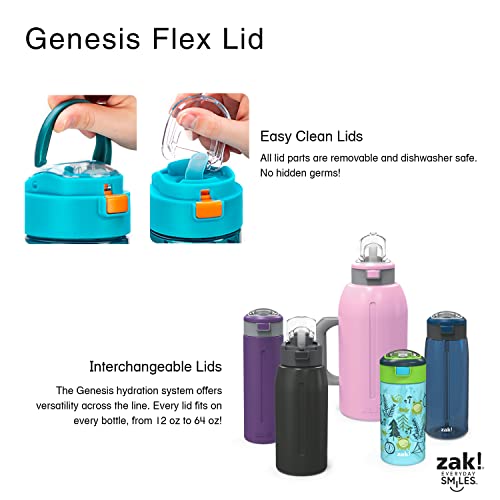 Zak Designs Genesis Durable Plastic Water Bottle With Easy-Open Button Lid And Built-In Carry Handle, Leak-Proof Design Is Perfect For Outdoor Sports (18Oz, Space, Non-Bpa) #TOP5