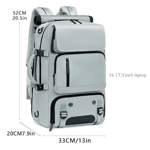 Travel Backpack for Men Women, Personal Item Travel Bag with Multi-Pockets, Carry on Backpack Fits 17.3/15.6inch Laptop (Grey, 17.3 inch)2