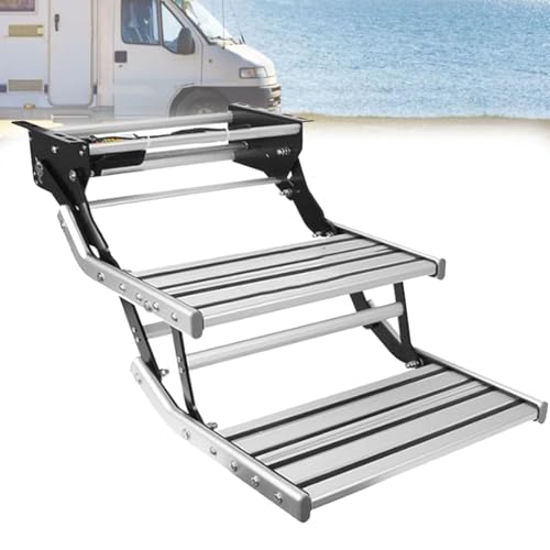 Escalones eléctricos retráctiles para caravana, escalera plegable de aleación de aluminio con iluminación LED brillante, pedal antideslizante para autocaravanas, caravanas