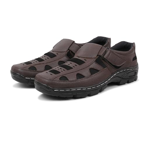 Image of Men's Faux Leather Sandals - Breathable, Lightweight, and Stylish Sandals for Casual Outings and Everyday Comfort