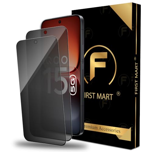Image of FIRST MART Privacy Tempered Glass for iQOO 15, 2 Pack | Anti-Spy 9H Screen Protector, Edge-to-Edge, Case-Friendly, Scratch Resistant, Bubble-Free