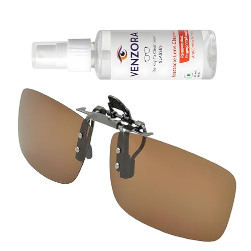 Image of Polarized Clip-On Sunglass Attachment for Prescription Glasses | UV Protection | Flip-Up Design | Includes Lens Cleaner, Microfiber Cloth & Storage Case | Men & Women