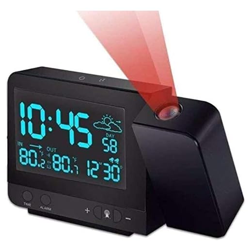 Kensent Projection Alarm Clock, Digital Projection Clock with Weather Station, Indoor/Outdoor Thermometer, USB Charger, Dual Alarm Clocks for Bedrooms, LED Display with Dimmer, 12/24 Hours
