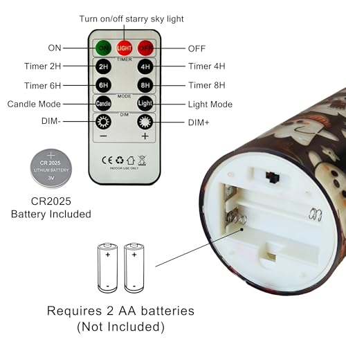 Image of Ghost Flameless Candles with String Lights - 3pcs Halloween Battery Operated Candle Flickering Floral LED Pillar Candles with Timer Remote for Home Decor Romantic Ambiance