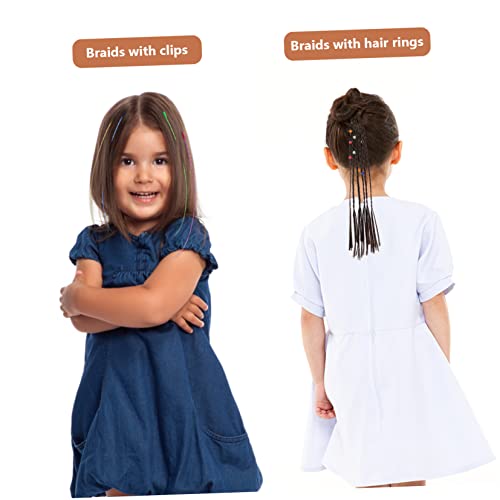 Balacoo 4 Conjuntos De Tranças Infantis Extensões De Cabelo Colorido Arco-Íris Tranças De Cabelo Par