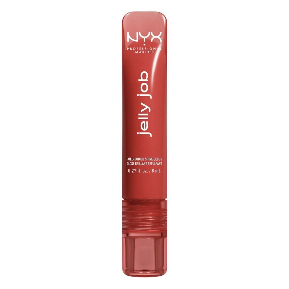 NYX Professional Makeup Jelly Job Gloss brillo y volumen natural, con aceite de cereza y complejo de péptidos que hidratan tus labios, fórmula vegana, 8 ml - Tono (Jelly Filled) - Jelly Filled