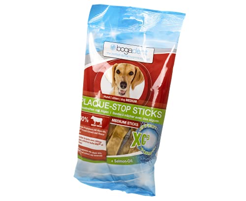 bogar, Bogadent Plaque-Stop Sticks, Zahnpflege für Hunde, Hundezubehör für mittelgroße Hunde, Dental Sticks Hund, Hundesnack mit Algen, Fisch, Fleisch, Früchten und Mineralien, 100 g