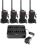 Retevis RT24 Two-Way Radio Complete Charging Kit: Includes 4 License-Free PMR446 Radios with Earpieces and a 6-Unit Multi-Charger Base for Efficient Power Management
