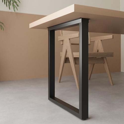 HSHBGS Patas de Mesa metálicas 2 PCS, Patas rectangulares Negras para Muebles, Patas de Escritorio industriales para Comedor, Oficina en casa, Soporta hasta 120kg(60x72cm)