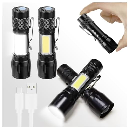 KunHe Mini Small LED Flashlight and Camping Lantern combo Usb rechargeable flashlights Pack of 4