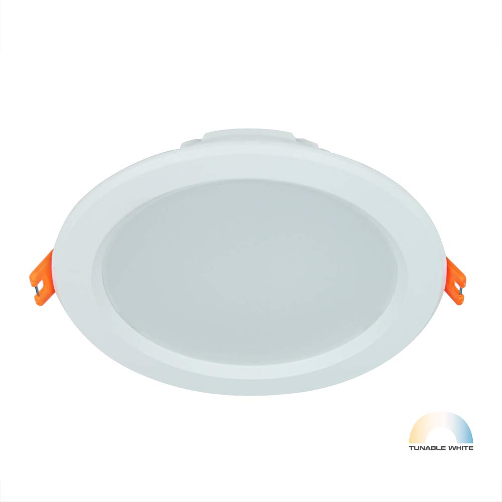 7W Tunable-White LED Einbaustrahler CCT 3000-6000K, Dimmbar + Farbtemperatur einstellbar, Warm + Neutral + Kaltweiß, IP44 Schutzklasse, 2.4G Funk (5er Set mit Fernbedienung, 7W)