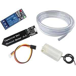 RUNCCI-YUN Irrigazione Automatico Kit Fai da Te Sistema per Arduino, 1 Canale 5V Relè Modulo + Sensore di Misurazione umidità del Suolo + Mini Acqua Pompa Sommergibile + 1M Tubo Flessibile