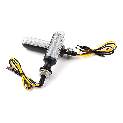 Cnfang4 Black Universal Motorcycle Integrated LED Turn Signal Indicators Lights Blinker Lighting Assemble Side Marker Lamp for Most Motorcycles Models and Years With 10mm Mounting Bolt Thread
