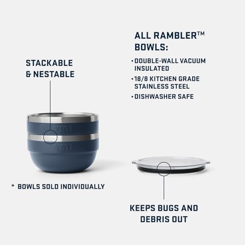 Image of YETI Rambler Bowl, Vacuum Insulated, Stackable and Nestable Stainless Steel Bowl with Lid, 1 Quart, Cape Taupe