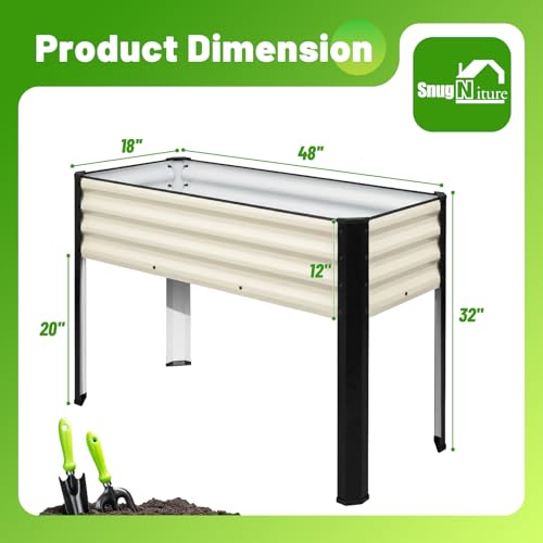 Image of SnugNiture Raised Garden Bed with Legs, 2PCS 48x18x32in Outdoor Metal Elevated Raised Planter Box for Backyard, Patio, Balcony