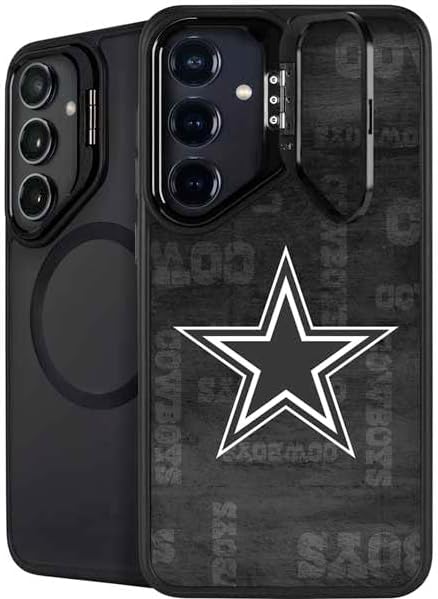 Skinit Kickstand Phone Case Compatible with Galaxy S25 Plus - Officially Licensed NFL Dallas Cowboys Black & White Design