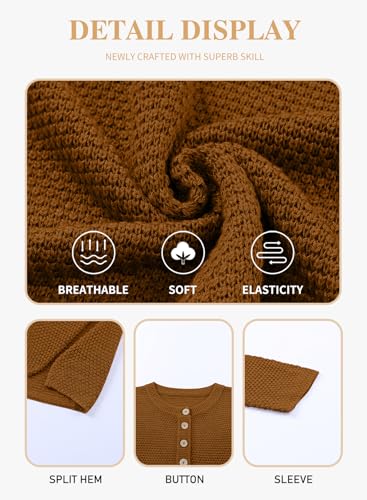 Image of Eytino Womens Plus Size Sweaters Casual Long Sleeve Loose V Neck Button Henley Tops Pullover Knit Jumpers,(1X-5X)
