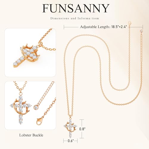 Cross Necklace for Women - Dainty Necklaces Trendy Small 14K Gold Plated Hypoallergenic Infinity Crown Cross Cubic Zirconia Pendant Box Rope Chain Necklace for Women Non Tarnish Jewelry Gift