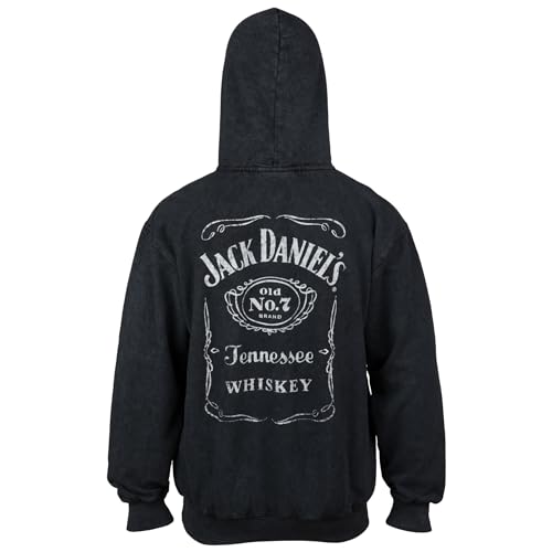 Changes Jack Daniel's Label Mineral Wash Front and Back Print Pull-Over Hoodie4