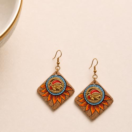 Image of Handcrafted Tribal Wooden Earrings Collection for Women - Butterfly, Princess & Modern Geometric Statement Designs