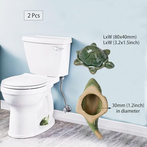 Image of ZUNON Toilet Bolt Caps, Decorative Toilet Bolt Covers, Ceramic Cute Frog Covers Toilet Bolts Bathroom Decor Easy Installation Set of 2 (2pcs Green Turtle)
