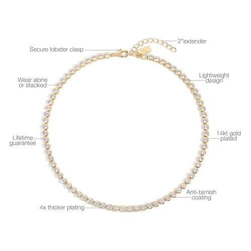 Electric Picks Bezel Tennis Necklace for Women – 14kt Gold Plated Chain with Bezel-Set Stones, Dainty Gold Jewelry, Elegant Statement Necklace for Everyday Layering Accessories - Gift Ready3