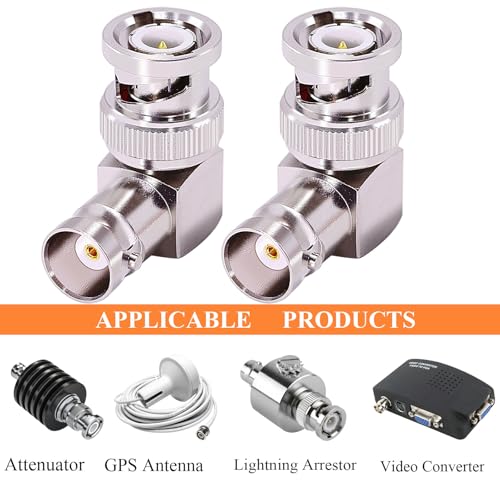 CNARIO 2PCS BNC Male to Female Right Angle Adapter (90 Degree, 50 Ohm) BNC Right Angle Connector for 3G/6G HD SDI Cable Switcher CCTV Video Transmitter Camera System - Image 4