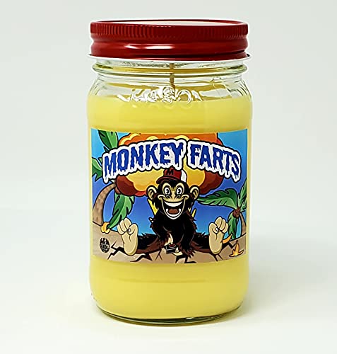 Monkey Farts Candle ~ Premium All Natural Soy Candle ~ Mason Jar Candle ~ Funny Candle With Amazing Scent (16Oz Mason Jar) #TOP14