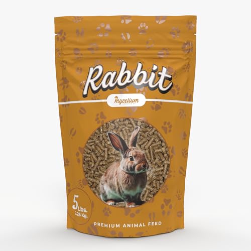 Mycelium Premium Rabbit Food - Organic, Non-GMO, High Nutritional Value Food for Rabbits, Sourced from Local USA Farms, Sustainable Farming, 5 lbs