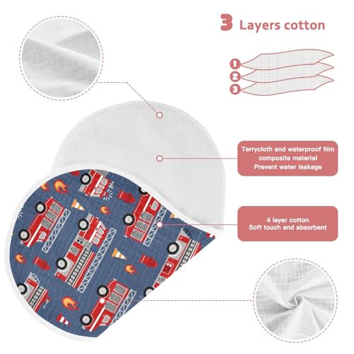 Muslin Burp Cloths for Baby Boys and Girls - 2-Pack Ultra Absorbent Fire Trucks Muslin Washcloths, Newborn Towel, Milk Spit Up Rags, Burp Cloth Bibs for Unisex, 22 x 11 Inch3