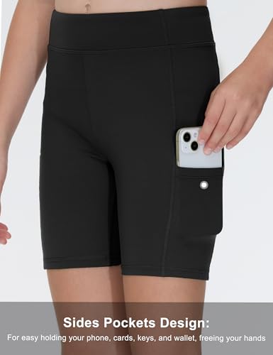 THE GYM PEOPLE Girls Volleyball Shorts Kids High Waist Dance Workout Gymnastics Biker Athletic Shorts with Pocket4