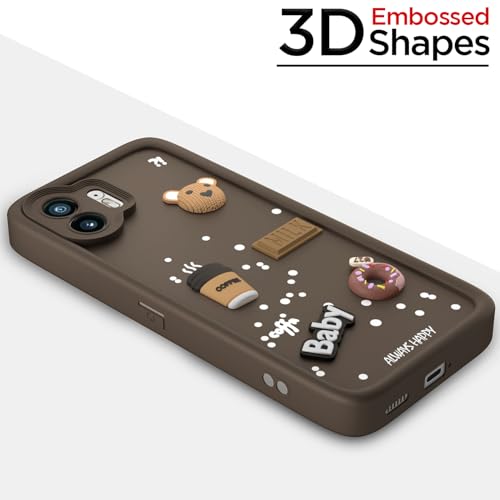 Image of Pikkme Back Cover for Nothing Phone 2 | Cute Fun Cartoon 3D Bear Silicone Full Body Protection Bumper Case (Brown)