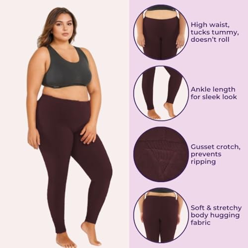 Image of Adira | Plus Size Leggings for Women | Plus Size Leggings for Women | High Waist | Ankle Length | Soft Cotton & Elastane Blend | Non-See-Through | Gusset Crotch Prevents Ripping