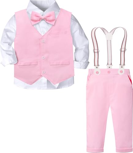 A&J DESIGN Pink Suits for Toddler Boys Easter Wedding Valentines Gentleman Formal Suspender Dress...