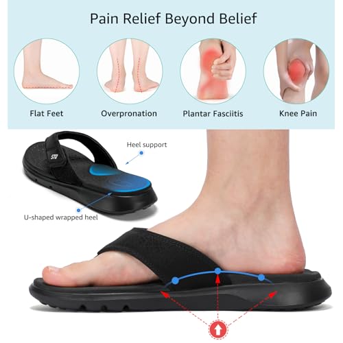 STQ Orthopedic Flip Flops for Women | Memory Foam Flip-flops for Plantar Fasciitis with Arch Support Pain Relief2